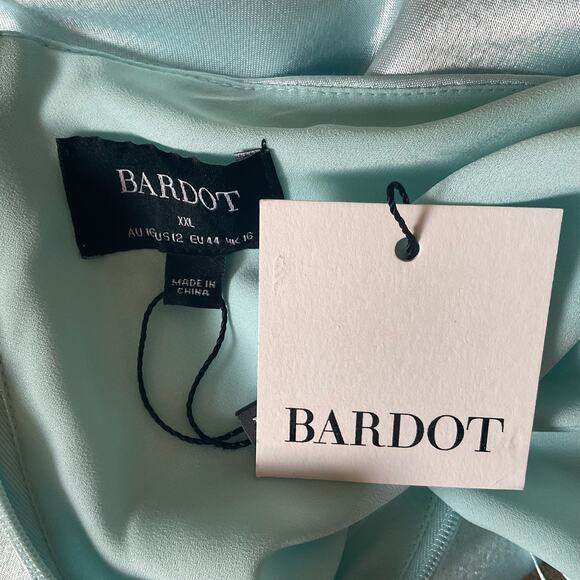 Bardot Satin Backless One Shoulder Slip Dress Evening Gown Blue Size 12 Formal - Picture 8 of 10